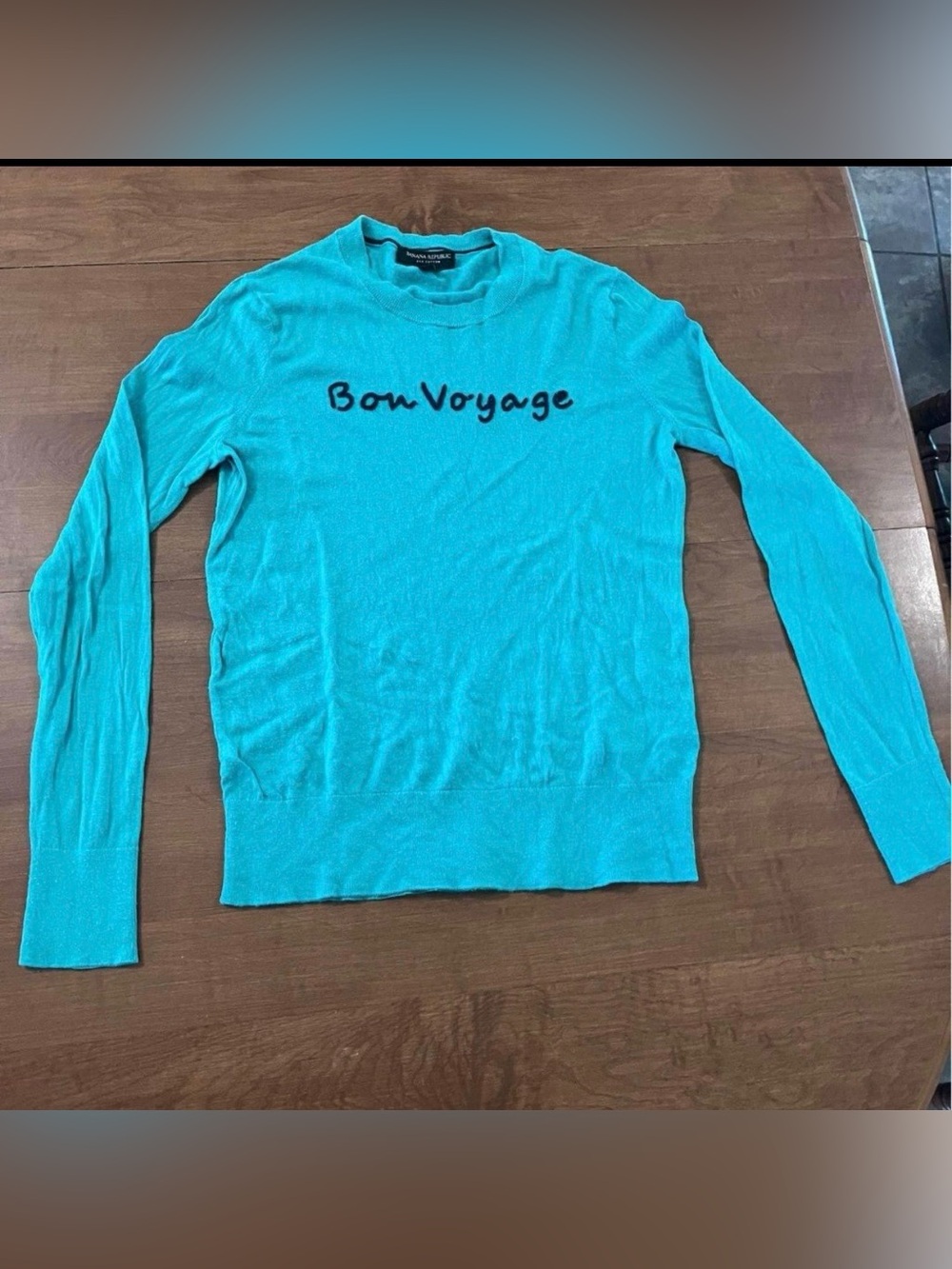 Banana Republic Turquoise 'Bon Voyage' Crewneck Sweater